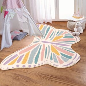 butterfly themed area rug for kids bedroom