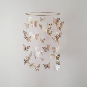 butterfly mobile, butterfly-themed room decor