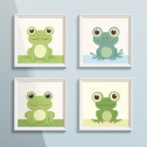 frog-themed nursery wall art