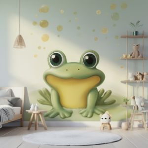 frog-theme nursery art mural