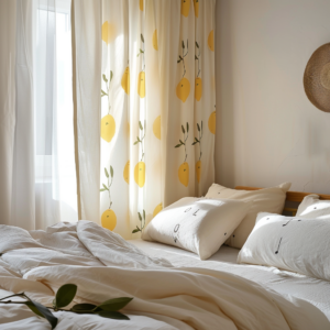 Lemon-themed bedroom curtains