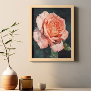 pink rose art print, boho rose digital art print, boho rose digital download