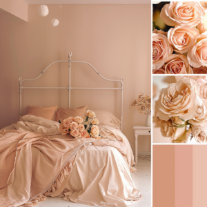 rose color palette, rose bedroom