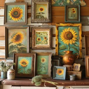 sunflower art wall