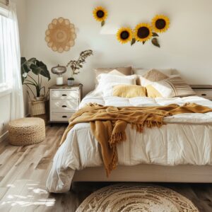 Sunflower-themed bedroom concept