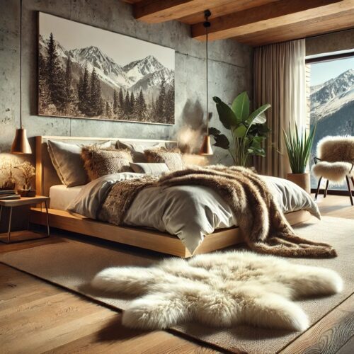 modern mountain-themed bedroom
