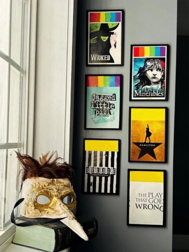 musical theatre gallery wall, broadway-themed gallery wall